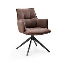 ARMLEHNSTUHL Tavaro Braun B: 59cm - Schwarz/Braun, MODERN, Textil/Metall (59/85/63cm) - MID.YOU