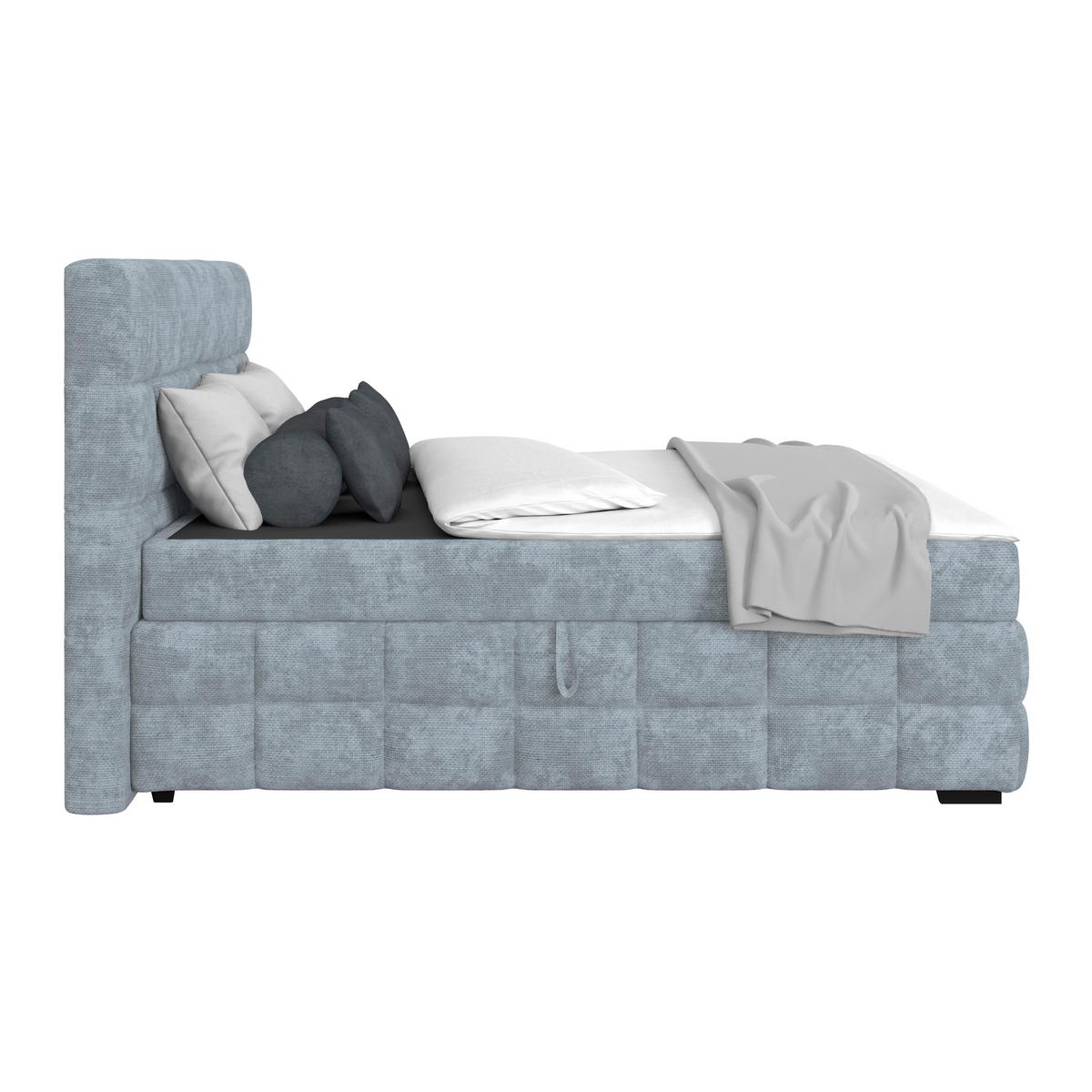 Čalouněná postel VEGA 180x200 cm, světle modrá - černá/světle modrá, Trend, dřevo/textil (180/200cm)