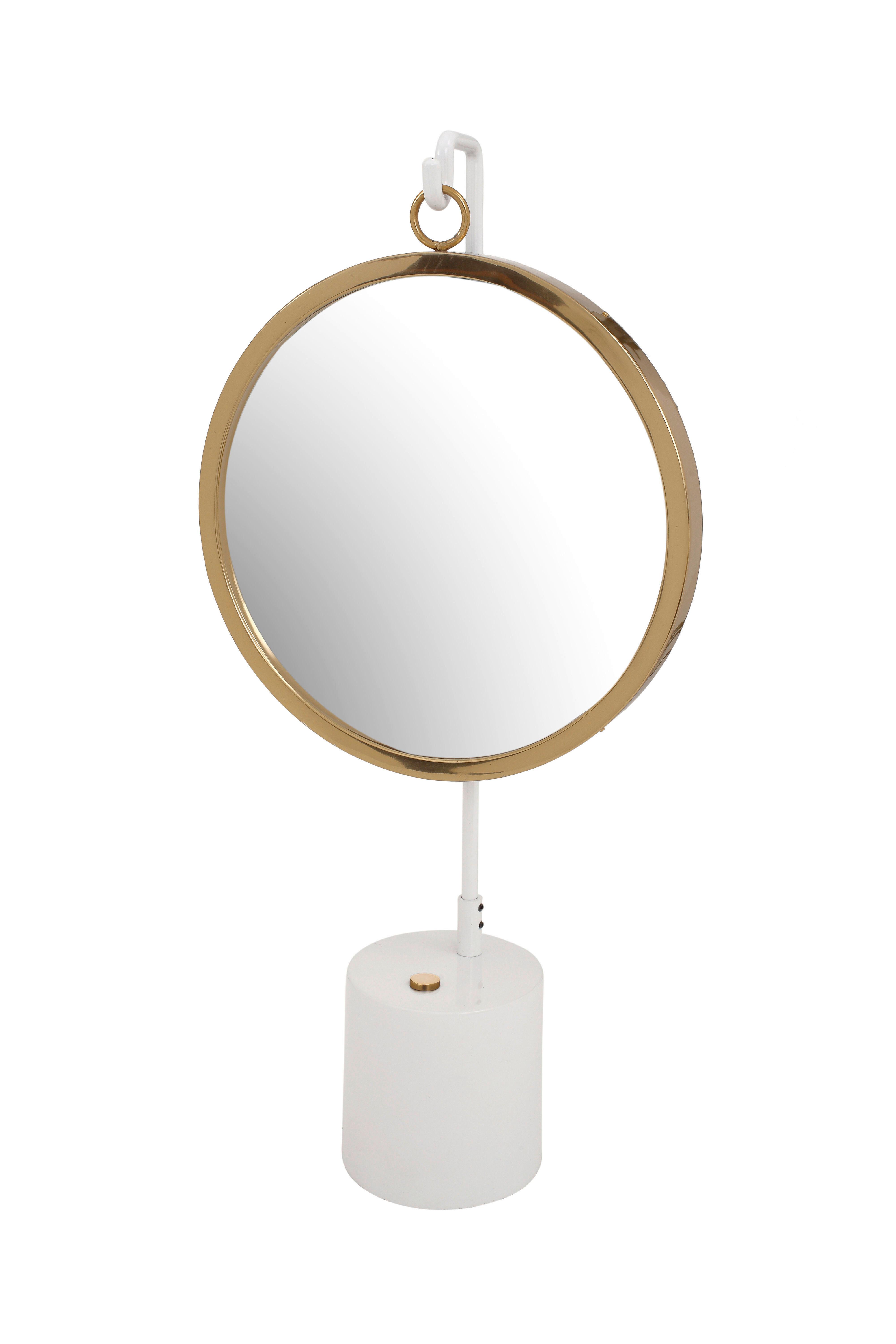 Tischspiegel Eleganca 65 cm Metallrahmen Weiß/Goldfarben - Goldfarben/Weiß, LIFESTYLE, Glas/Metall (30/65/13cm) - Kayoom