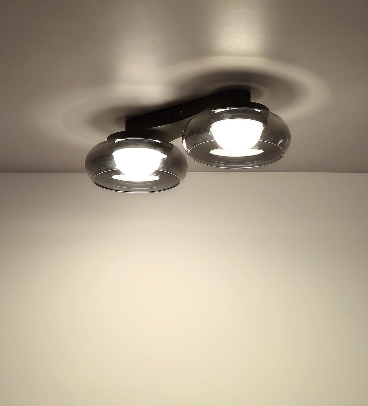 LED-Deckenleuchte 3000/4200/6000k - Schwarz/Weiß, Design, Glas/Kunststoff (45/20/10cm) - Globo