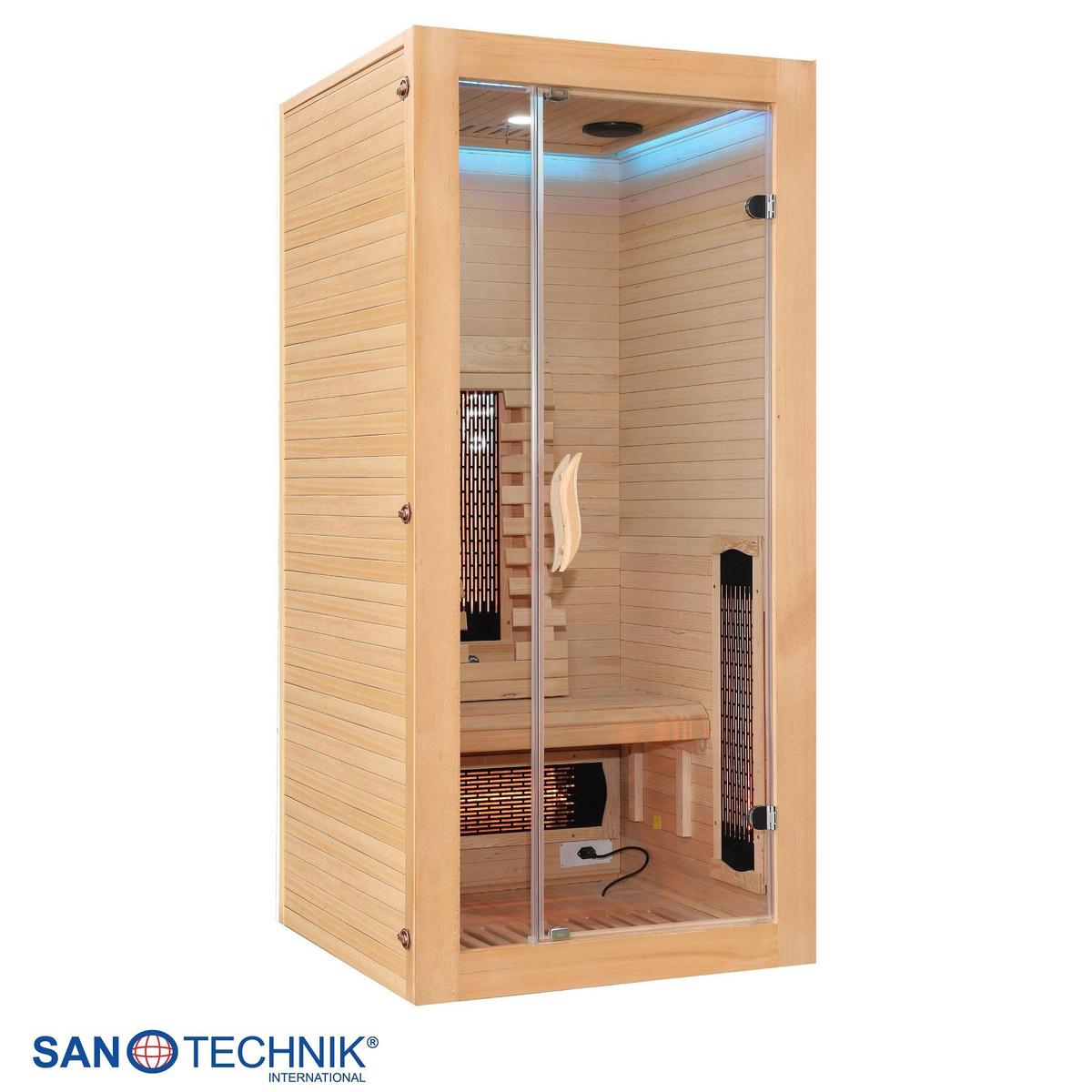 Infrarotkabine ergonomische Rückenlehnen - Naturfarben, Basics, Glas/Holz (90/190/90cm) - Sanotechnik