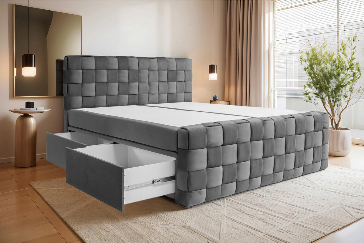 Boxbett Zante Graphitfarben Lf: 140x200 cm - Graphitfarben, MODERN, Textil (140/200cm) - Livetastic