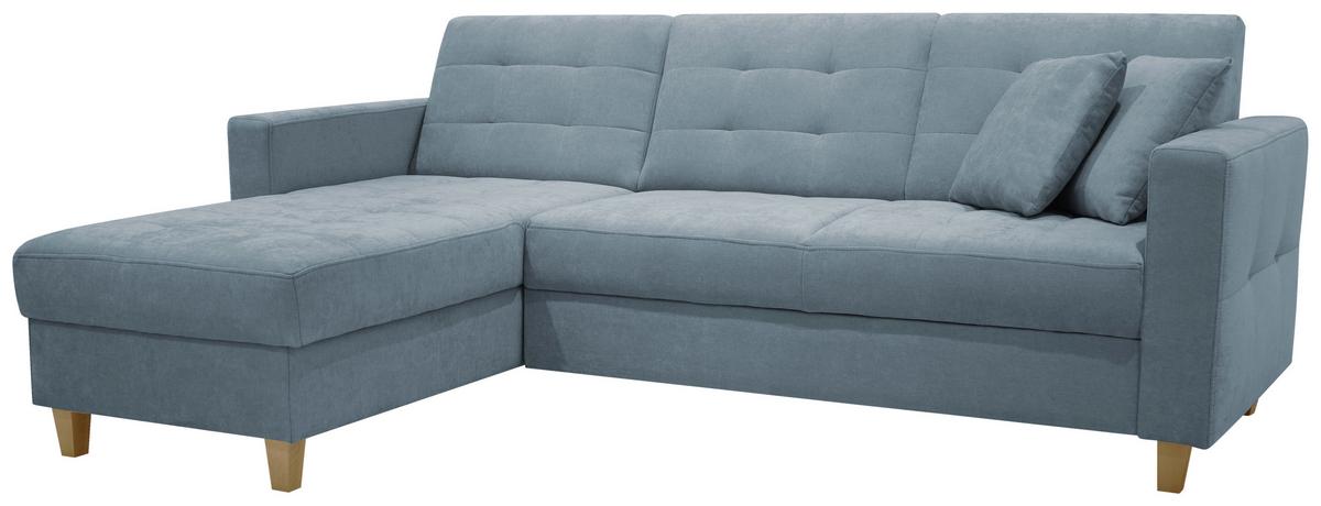 Rohová sedačka BJORN, obojstranná, sivomodrá ženilka - sivomodrá/prírodná farba, Design, drevo/textil (160/231cm) - Luca Bessoni