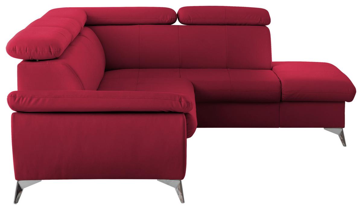 Ecksofa Mit Schlaffunktion Und Bettkasten Gisele Rot - Chromfarben/Rot, KONVENTIONELL, Textil (256/209cm) - Livetastic