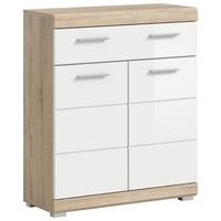 Midischrank Lambada Eiche Dekor/Weiß B: 74 cm - Weiß Hochglanz/Eichefarben, MODERN, Holzwerkstoff (74/88/31cm) - MID.YOU