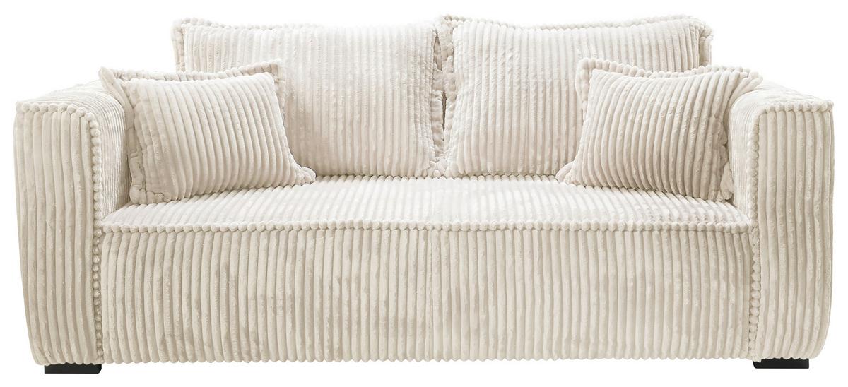 Sofa Modena Inkl. Kissen Creme, B: 223 Cm - Creme/Schwarz, Design, Textil (223/95/121cm) - MID.YOU