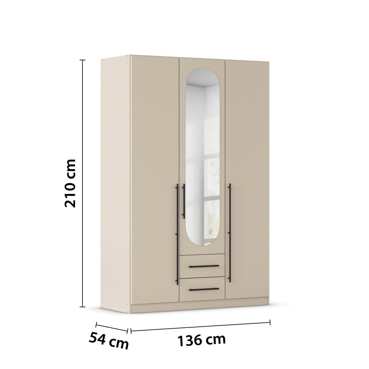 ŠATNÍ SKŘÍŇ S OTOČNÝMI DVEŘMI VELORA, šířka 136 cm - černá/šampaňská, Konvenční, kov/kompozitní dřevo (136/210/54cm) - Mömax