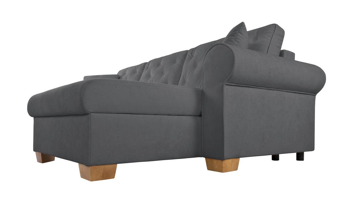 Ecksofa Arles Dunkelgrau 120 S: 266x161 Cm - Dunkelgrau/Buchefarben, Design, Textil (266/161cm) - MID.YOU