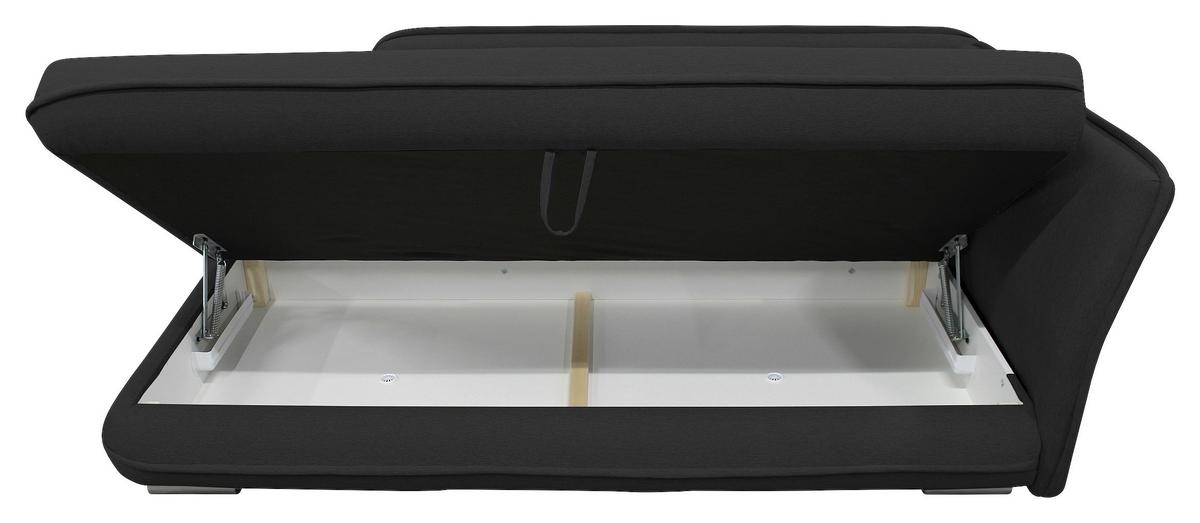 Liege Latte Schwarz Inkl. Bettkasten Ottomane Rechts - Silberfarben/Schwarz, Design, Textil (224/84/99/107cm) - MID.YOU