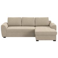 Ecksofa mit Bettfunktion Cord braun, B: 253cm - Schwarz/Braun, Trend, Textil (253/154cm) - MID.YOU