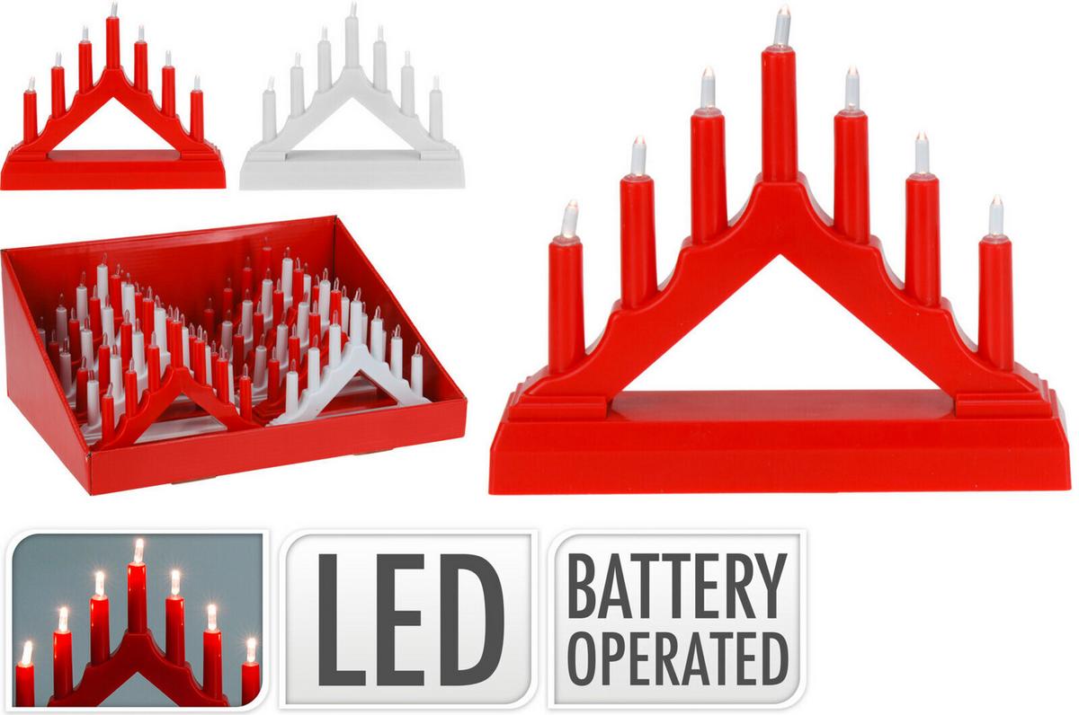 Led Díszlámpa Gyertyasor - piros/fehér, műanyag (15/4/13cm)