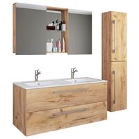 Badezimmer Budasi Honigeiche B: 111 cm - Honigeiche/Weiß, MODERN, Keramik/Holzwerkstoff (145cm) - MID.YOU
