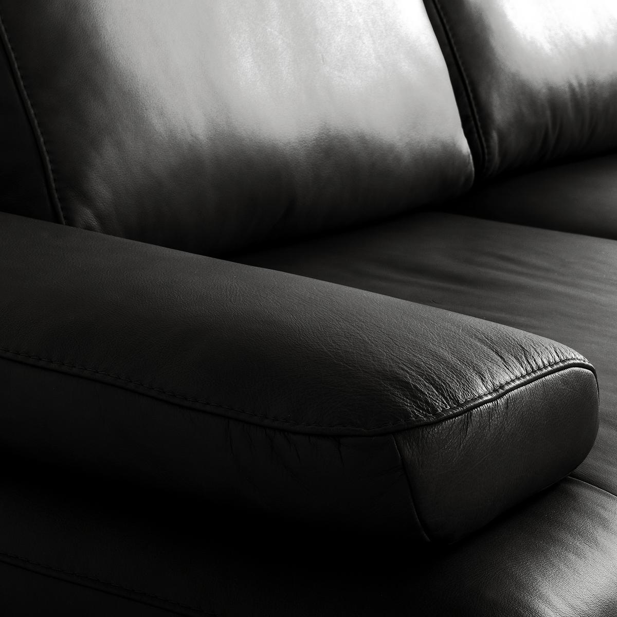 Ecksofa Como Echtleder Schwarz 306x237 - Schwarz/Grau, Design, Leder (306/237cm) - Livetastic