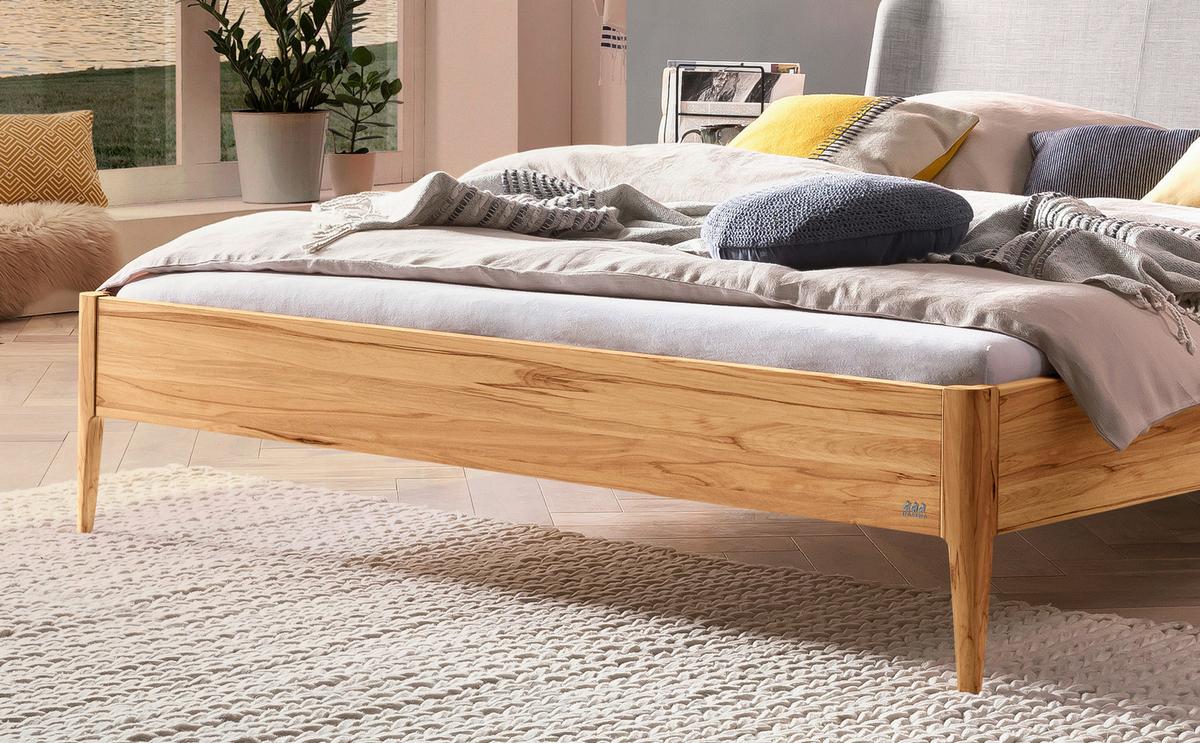 Bett Pienza Buchefarben 140x200 Cm - Buchefarben/Hellgrau, MODERN, Holz/Textil (140/200cm) - Hasena