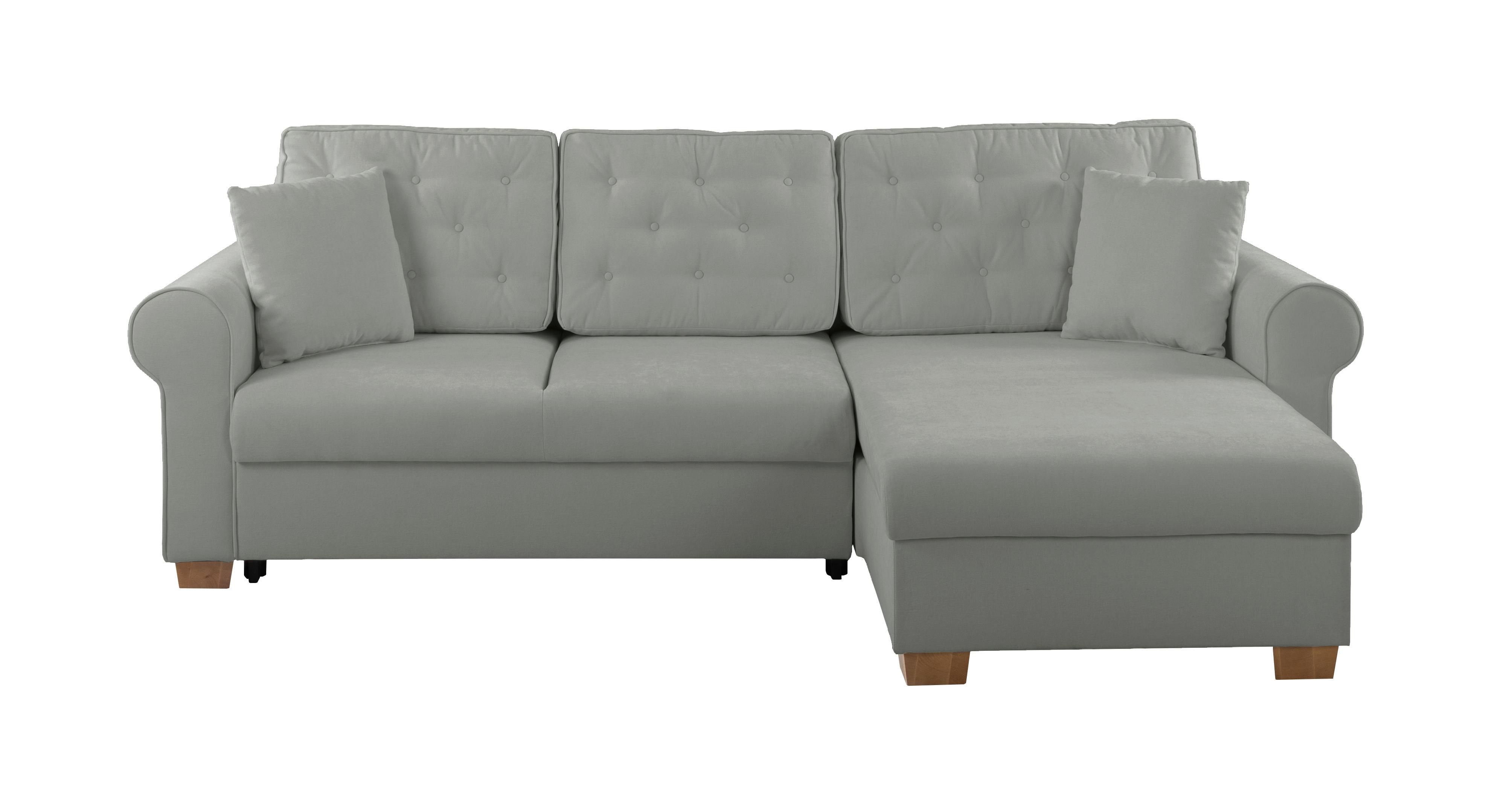 Ecksofa Arles Dunkelgrau 89 S: 266x161 Cm - Dunkelgrau/Buchefarben, Design, Textil (266/161cm) - MID.YOU