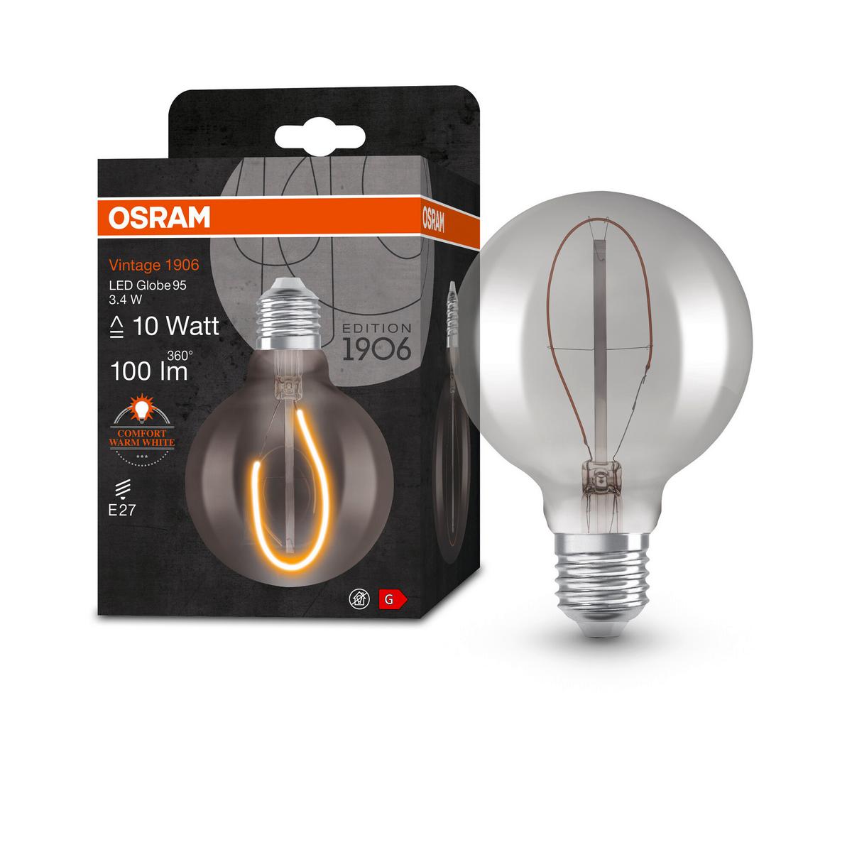 LED-Leuchtmittel Vintage 1906® Led 10  3.4 W/18 - Hellgrau, Basics, Glas (9,5/13,8cm) - Ledvance