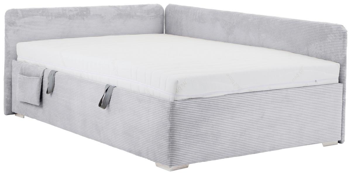 Postel Remi s bočnicemi 140x200, potah světle šedý - světle šedá/barvy chromu, Konvenční, dřevo/textil (140/200cm)