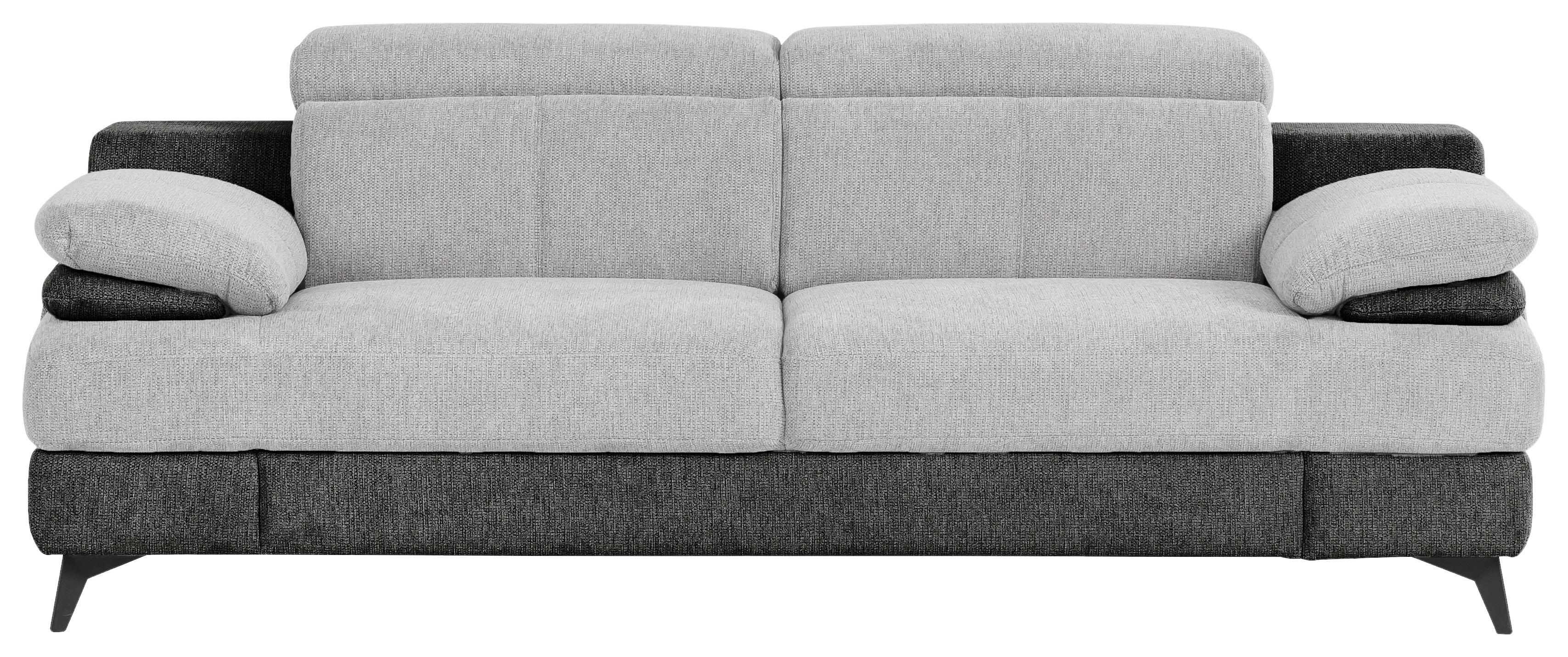 3-Sitzer-Sofa Titus Graphit-/Silberfarben - Silberfarben/Schwarz, Design, Textil (225/80/104cm) - Livetastic