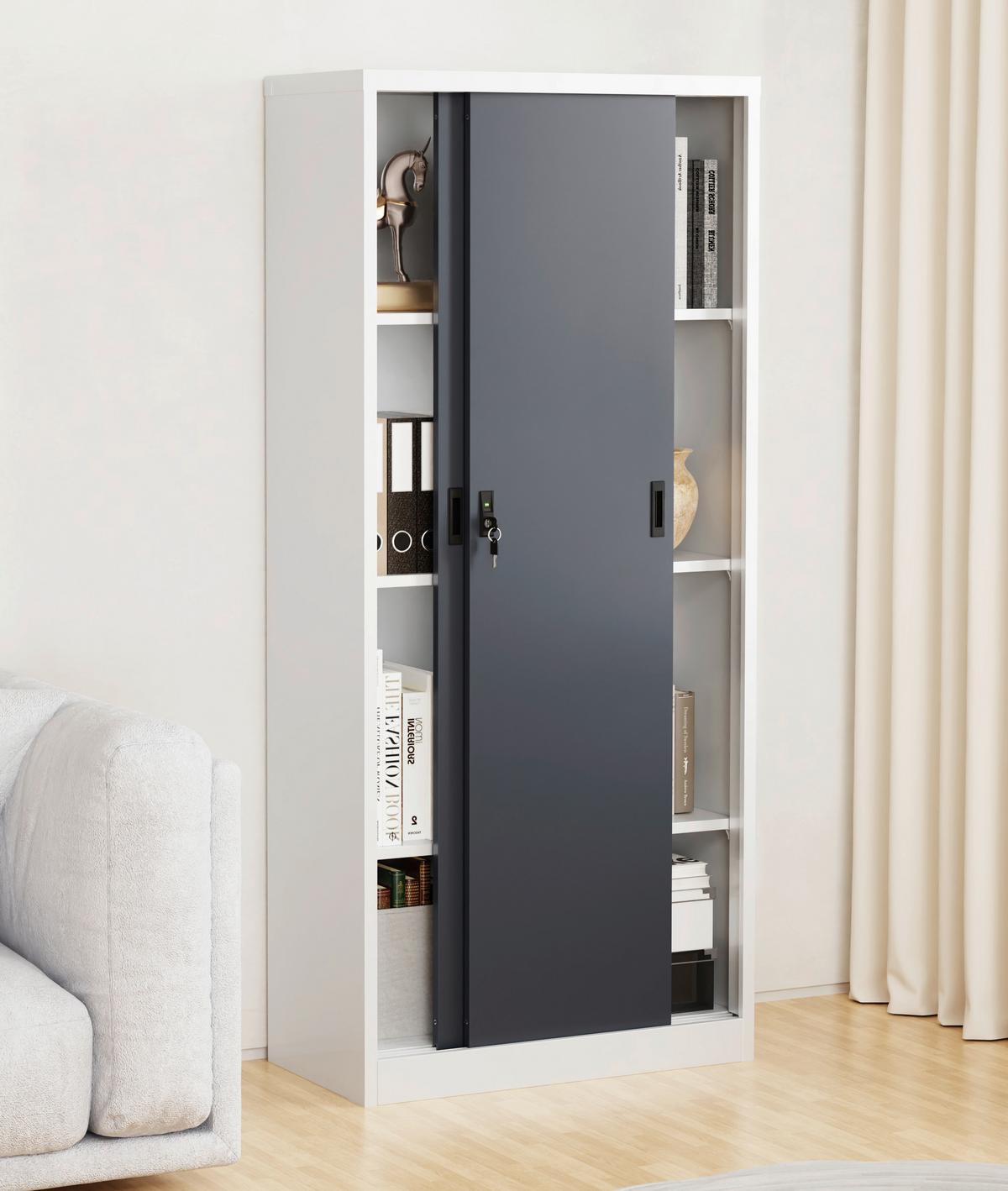 Aktenschrank Malivo Weiß/Anthrazit B: 80cm - Anthrazit/Weiß, KONVENTIONELL, Metall (80/180/40cm) - MID.YOU