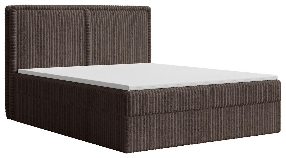 Boxbett Barcelona mit Topper 140x200 - Schwarz/Braun, MODERN, Holz/Kunststoff (140/200cm) - Livetastic
