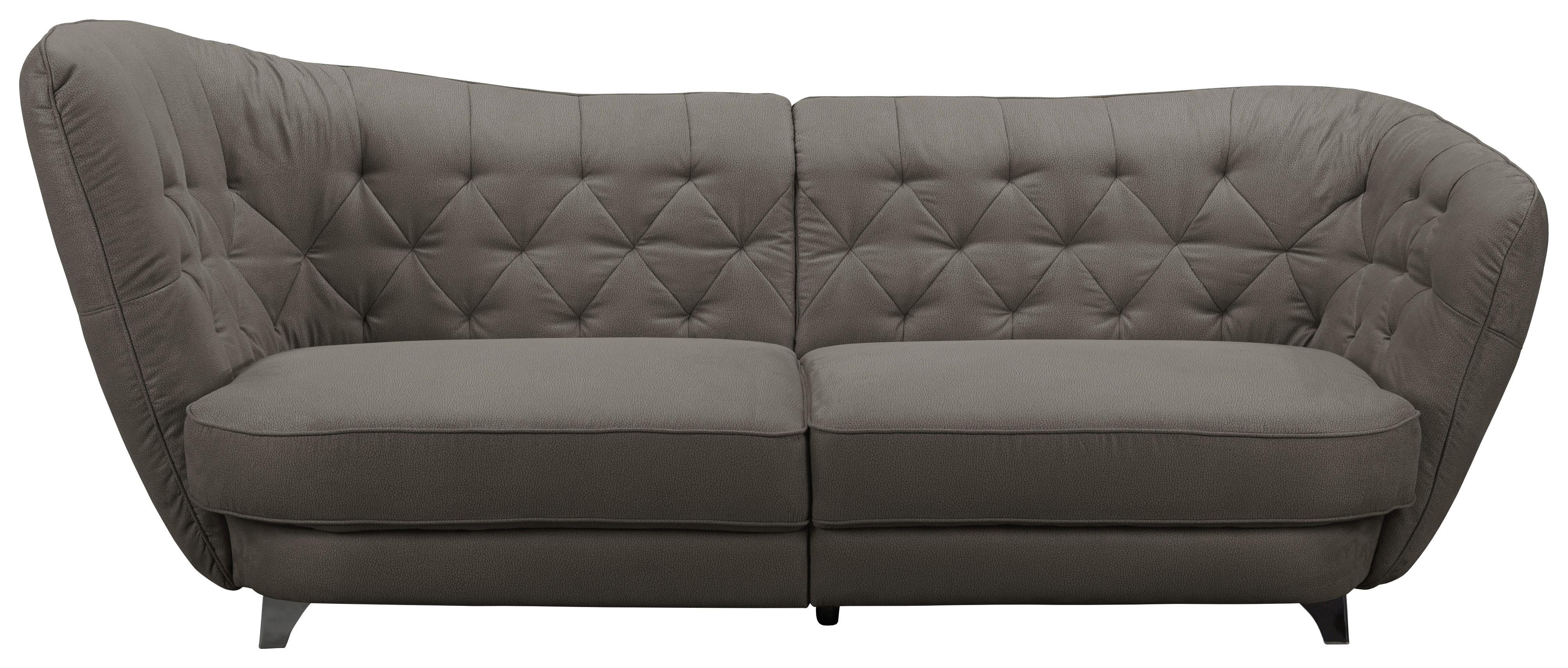 Big Sofa mit Echtem Rücken Retro B: 256 cm Dunkelbraun - Chromfarben/Dunkelbraun, MODERN, Textil (256/85/115cm) - MID.YOU