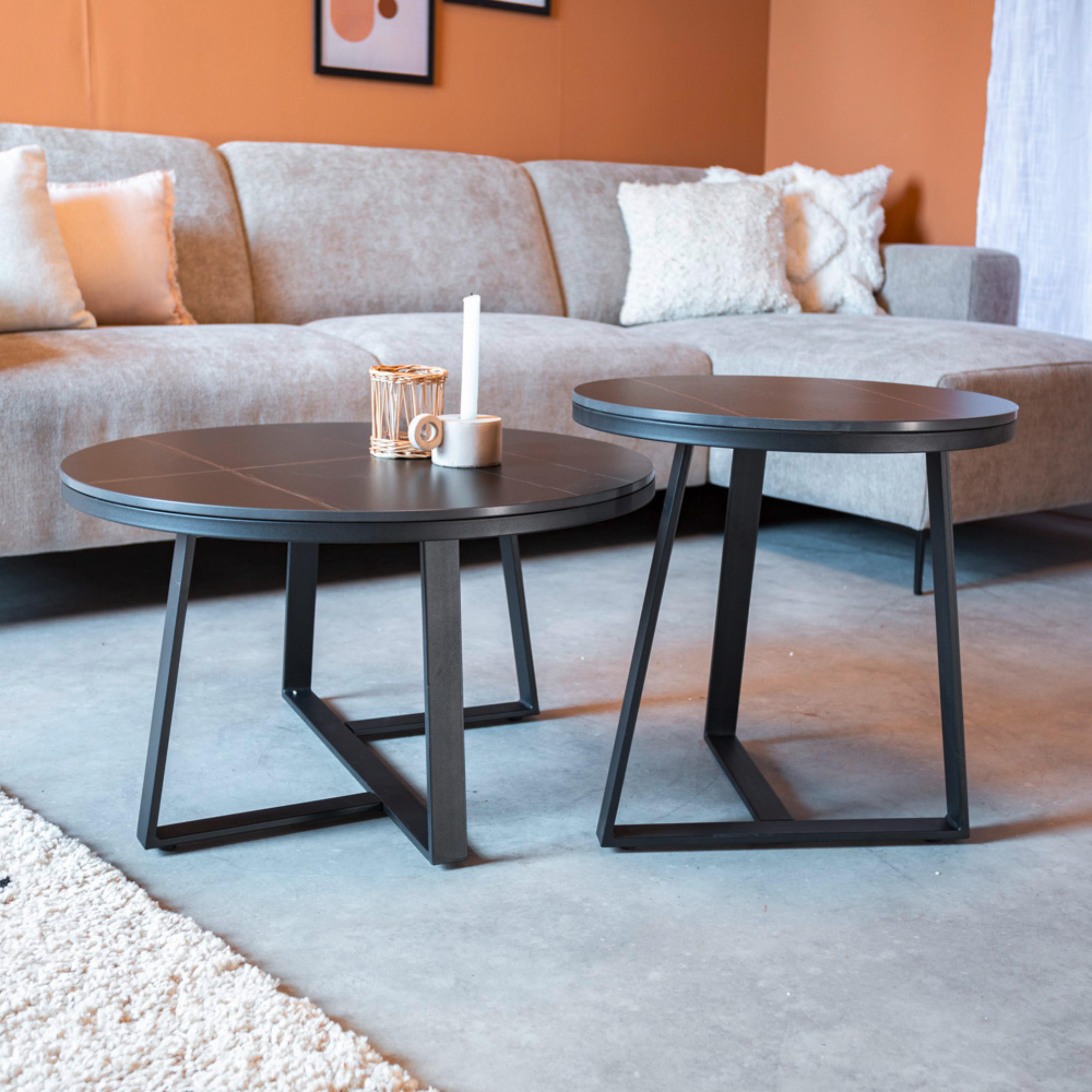 Couchtisch Pete Schwarz D: 69 Cm - Schwarz, MODERN, Stein/Metall (69/40cm) - MID.YOU