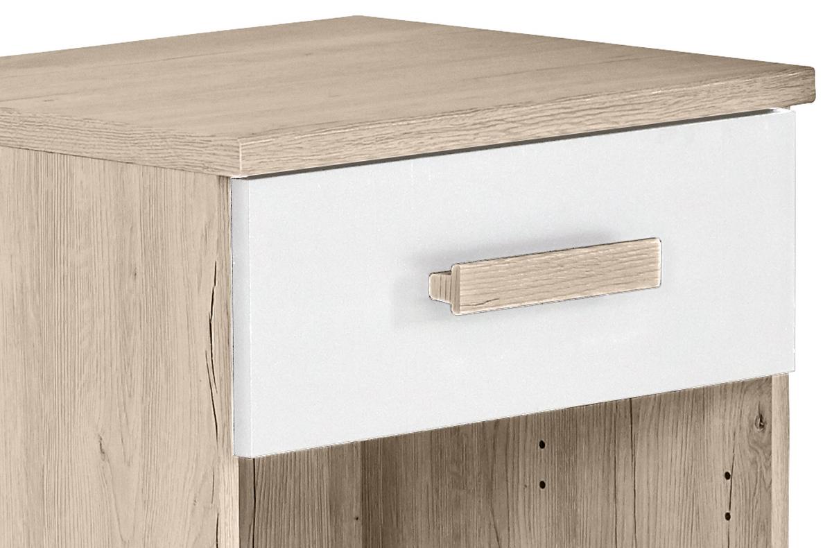 Rollcontainer Weiß/Eiche Dekor Cariba 46x59x45 cm - Eichefarben/Weiß, Design, Holzwerkstoff/Kunststoff (46/59/45cm) - MID.YOU