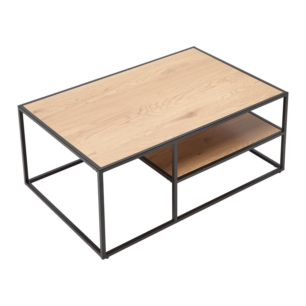 KONFERENČNÝ STOLÍK KENNY - čierna/farba duba, Modern, kov/kompozitné drevo (90/38/40cm) - Mömax