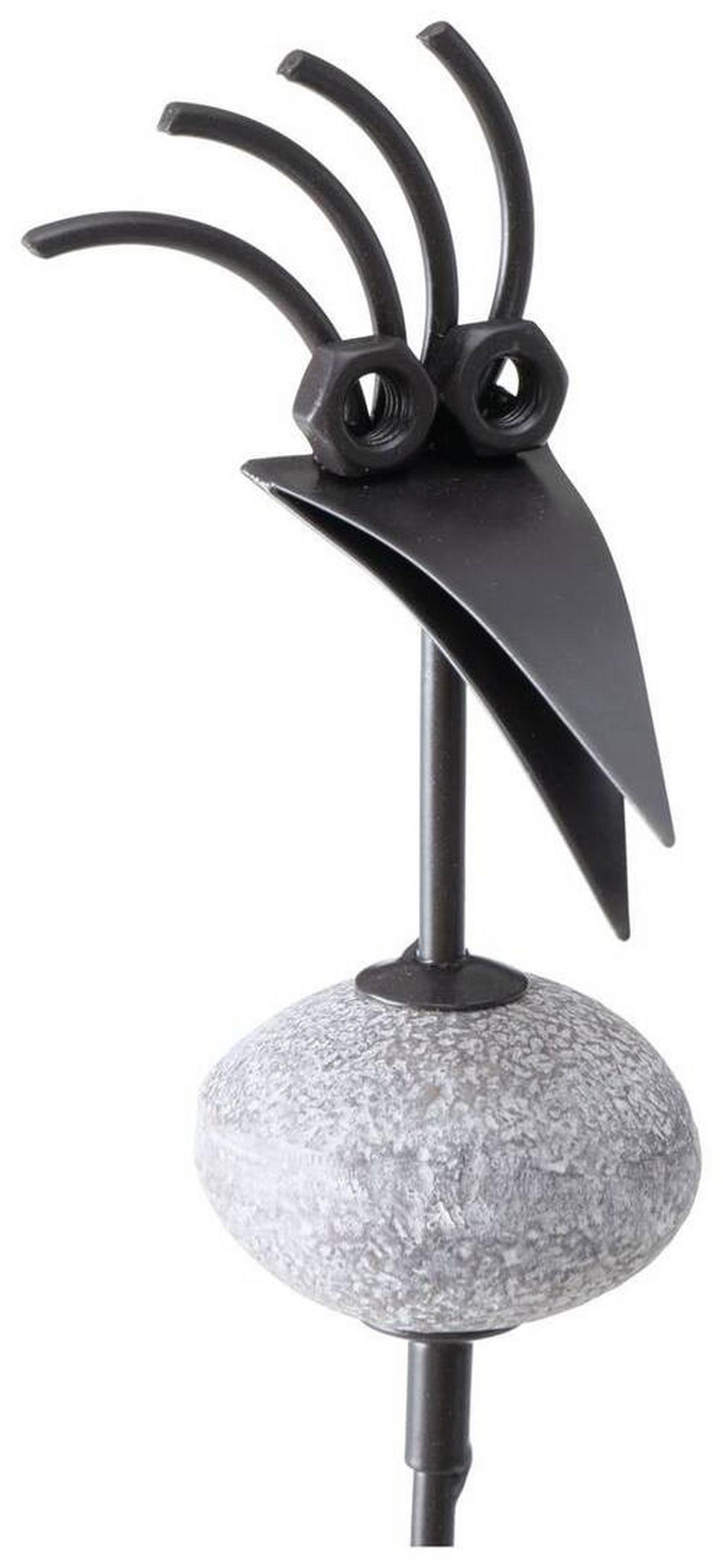 Gartenstecker Vogel L: 7,5 Cm Metall - Schwarz/Grau, Basics, Metall (7,5/4/100cm)