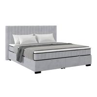 Boxbett Maya inkl. Bettkasten Grau 180x220 cm - Schwarz/Grau, MODERN, Holz/Holzwerkstoff (180/220cm)