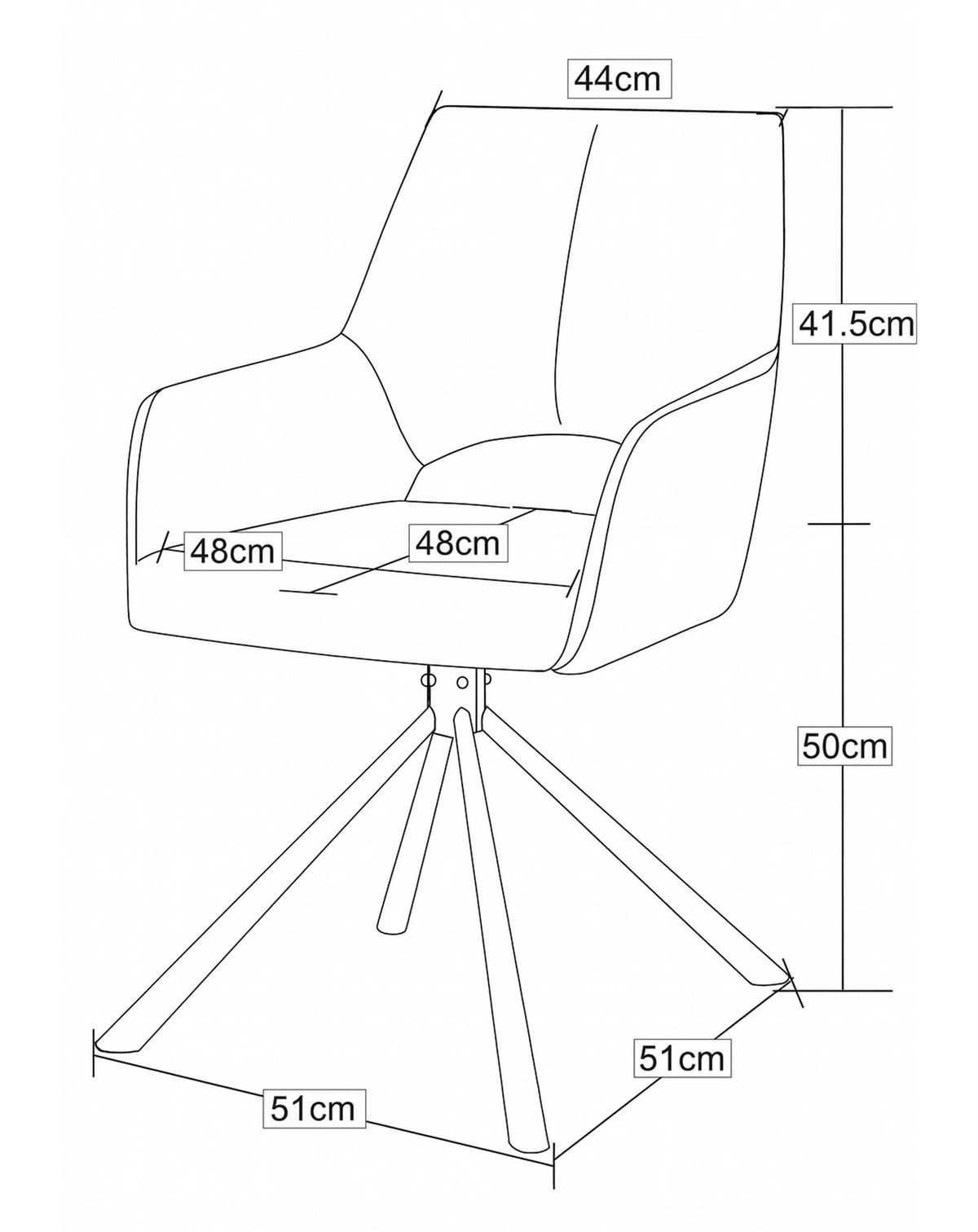Armlehnstuhl-Set Jana Creme B: 57 cm - Creme/Schwarz, MODERN, Textil/Metall (57/91/64cm) - MID.YOU