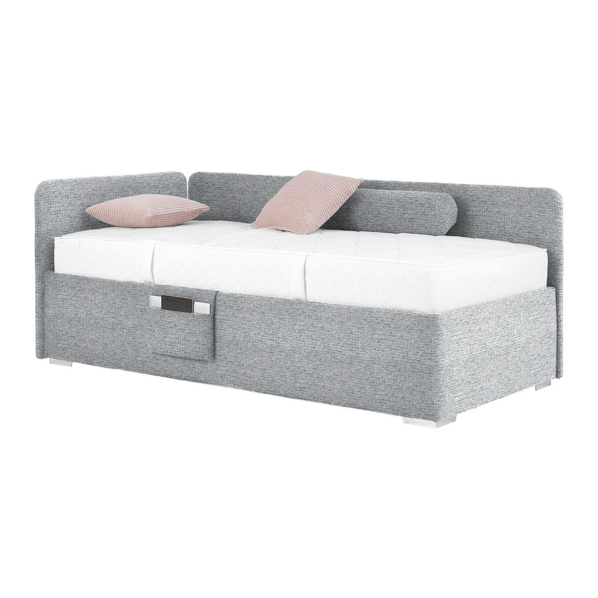 Postel Remi s bočnicemi 90x200, potah šedý - šedá/barvy chromu, Konvenční, dřevo/textil (90/200cm)