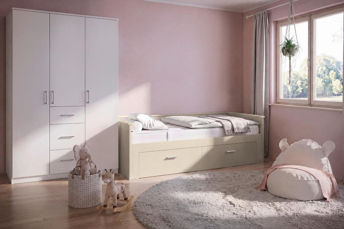 Posteľ so zásuvkou HONEY NEW dekor kašmír lakovaný - kašmírová, Romantik / Landhaus, kompozitné drevo (90/200cm) - Mömax