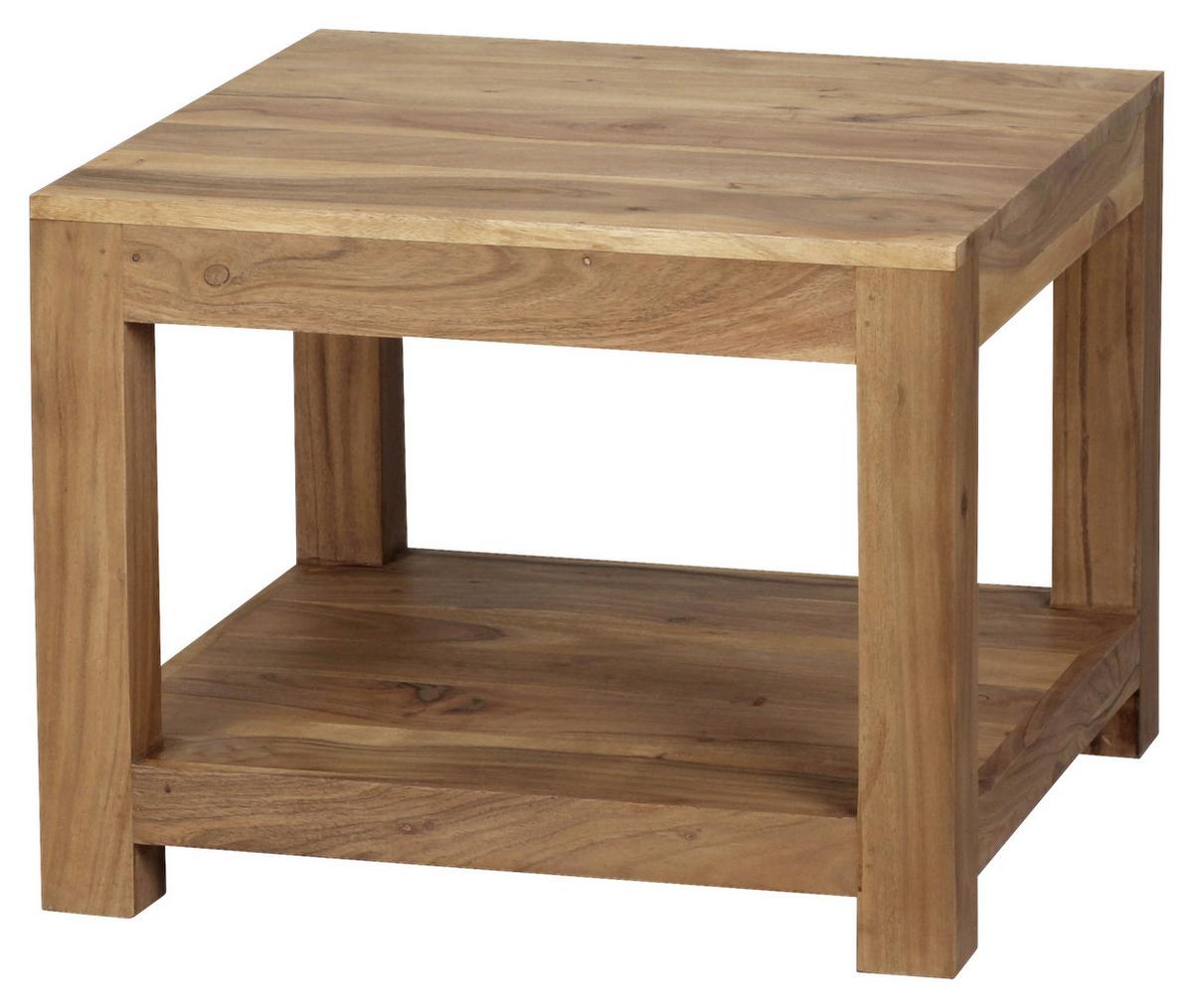 Couchtisch Holz Massiv inkl. Ablageplatte Mumbai, Akazie - Akaziefarben, Design, Holz (60/60/40cm) - MID.YOU