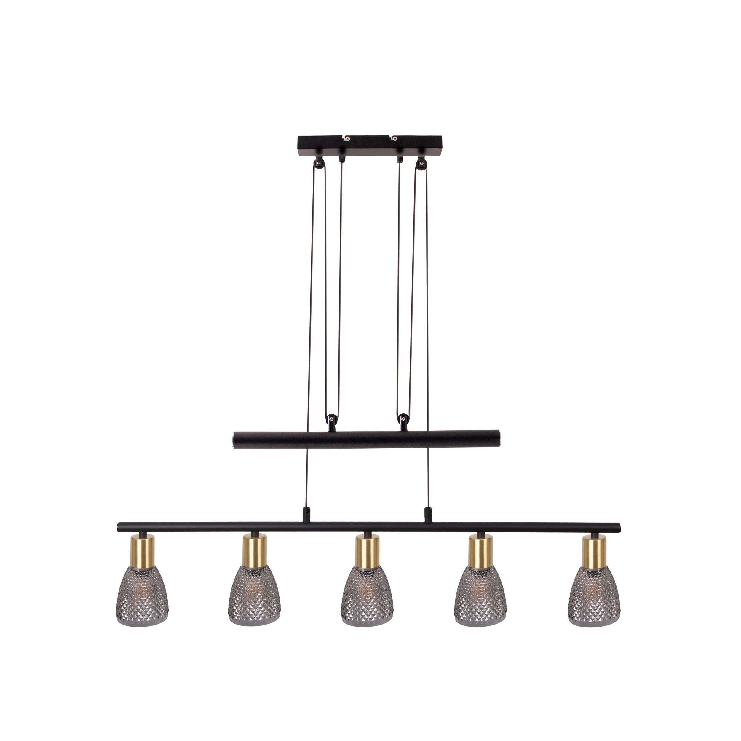 Hängeleuchte Exkl. 5xe14, 40w - Schwarz, LIFESTYLE, Glas/Metall (82/8,5/8,5cm) - Näve