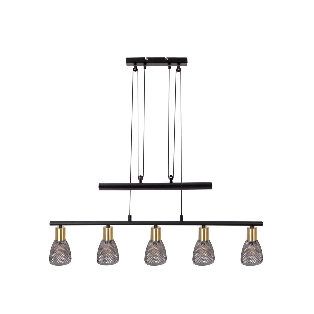 Hängeleuchte Exkl. 5xe14, 40w - Schwarz, LIFESTYLE, Glas/Metall (82/8,5/8,5cm) - Näve