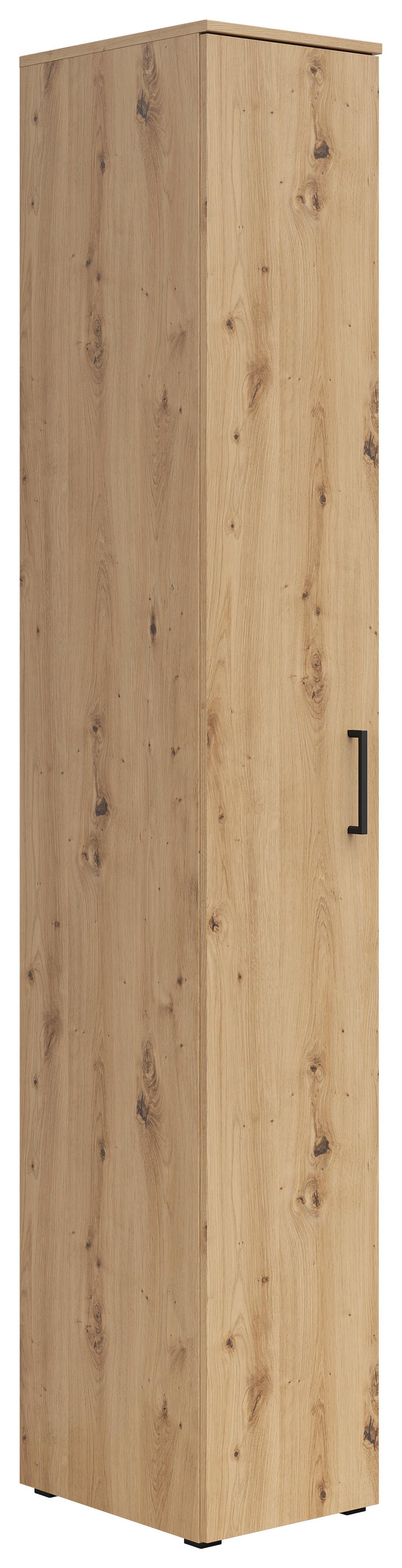Skriňa CABINET - čierna/dub artisan, Modern, kompozitné drevo/plast (30/195/40cm)
