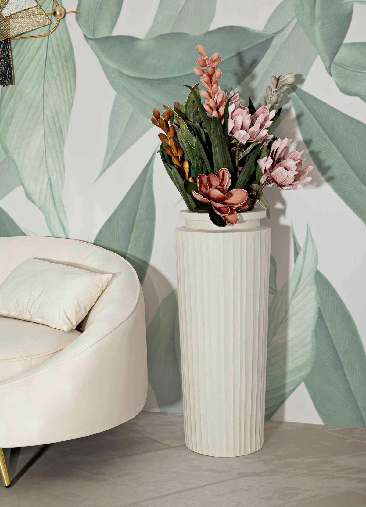 Vase High Pot Creme B: 32 cm - Creme, Basics, Metall (32/80/32cm)