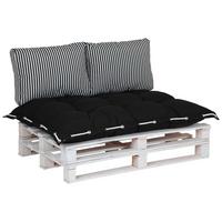 Palettenkissen 3er-set Lounge 120x80 / 60x40 Cm Schwarz/weiß - MODERN, Textil