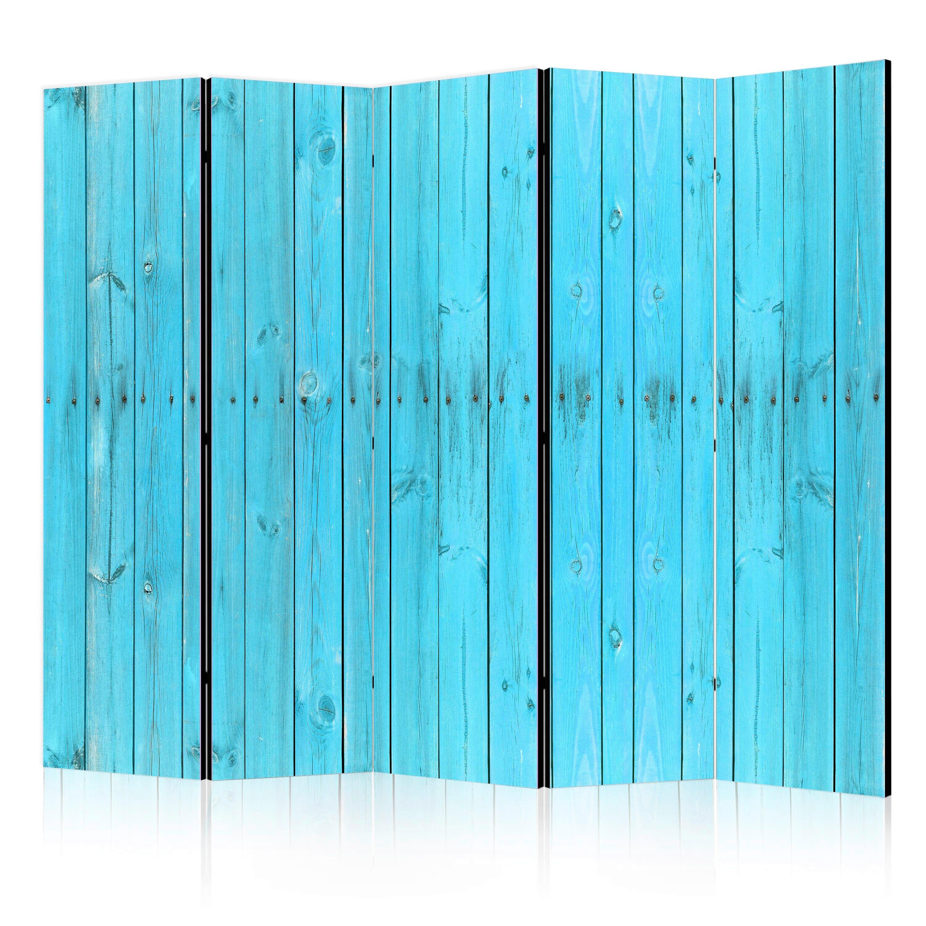 PARAVENT Hellblau B: 225 cm - Hellblau, Basics, Holz/Textil (225/172/3cm) - artgeist