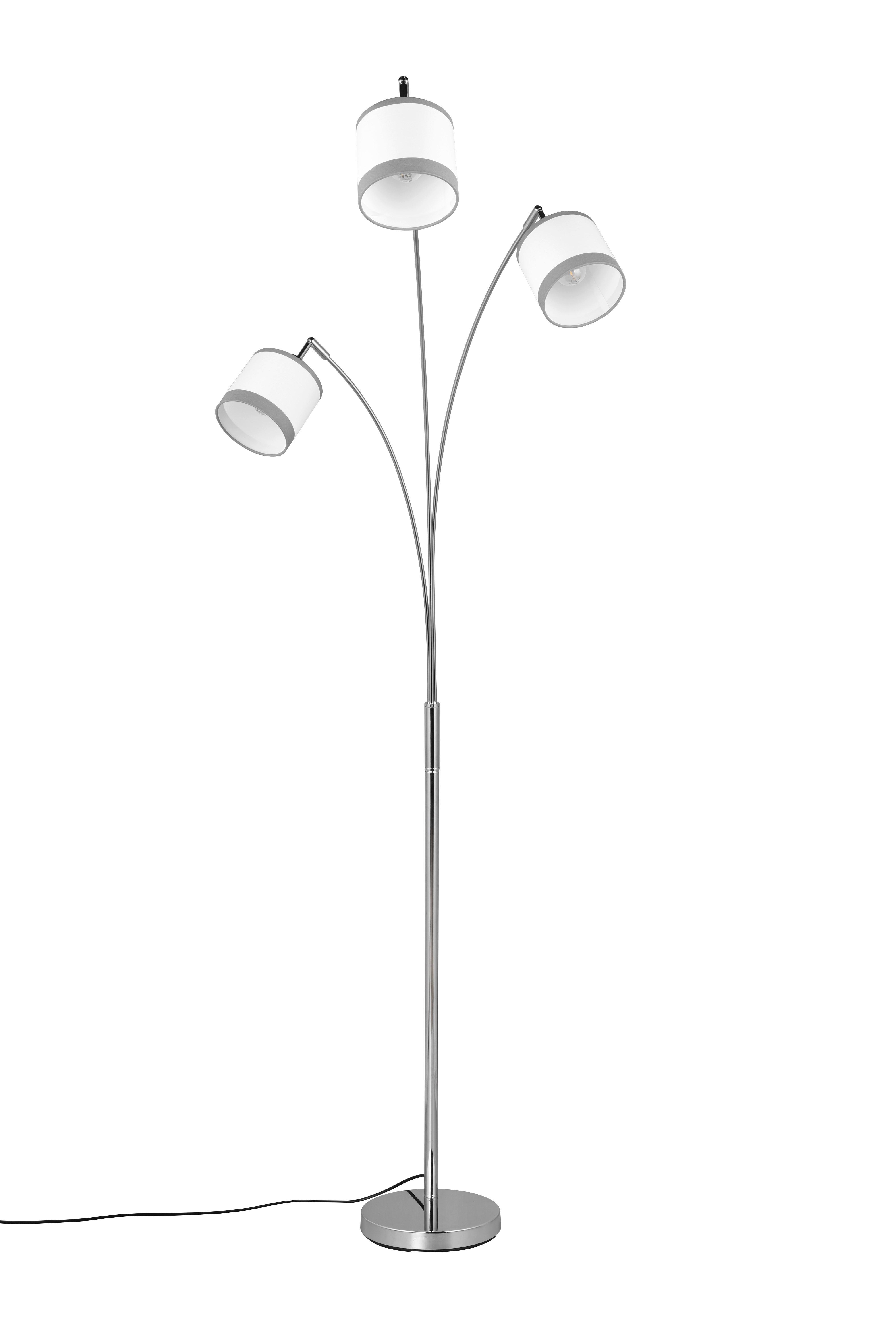 Stehleuchte R41553006 Davos - Chromfarben/Weiß, Basics, Textil/Metall (12/185cm)