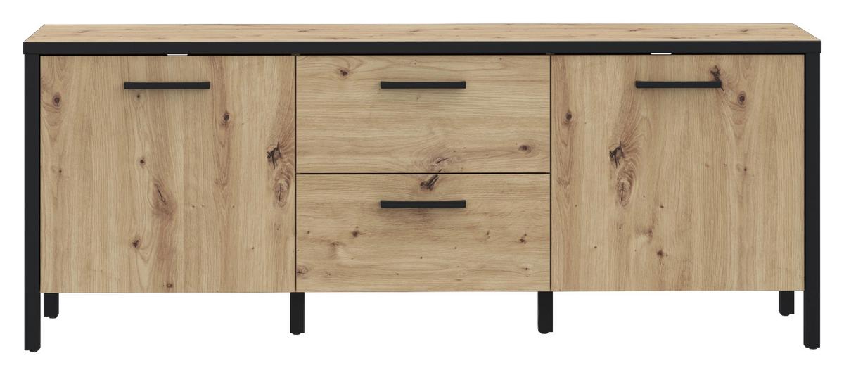 TV komoda Kirikus, š: 140cm - černá/dub artisan, Lifestyle, kompozitní dřevo (139,8/54,3/40,2cm) - Mömax