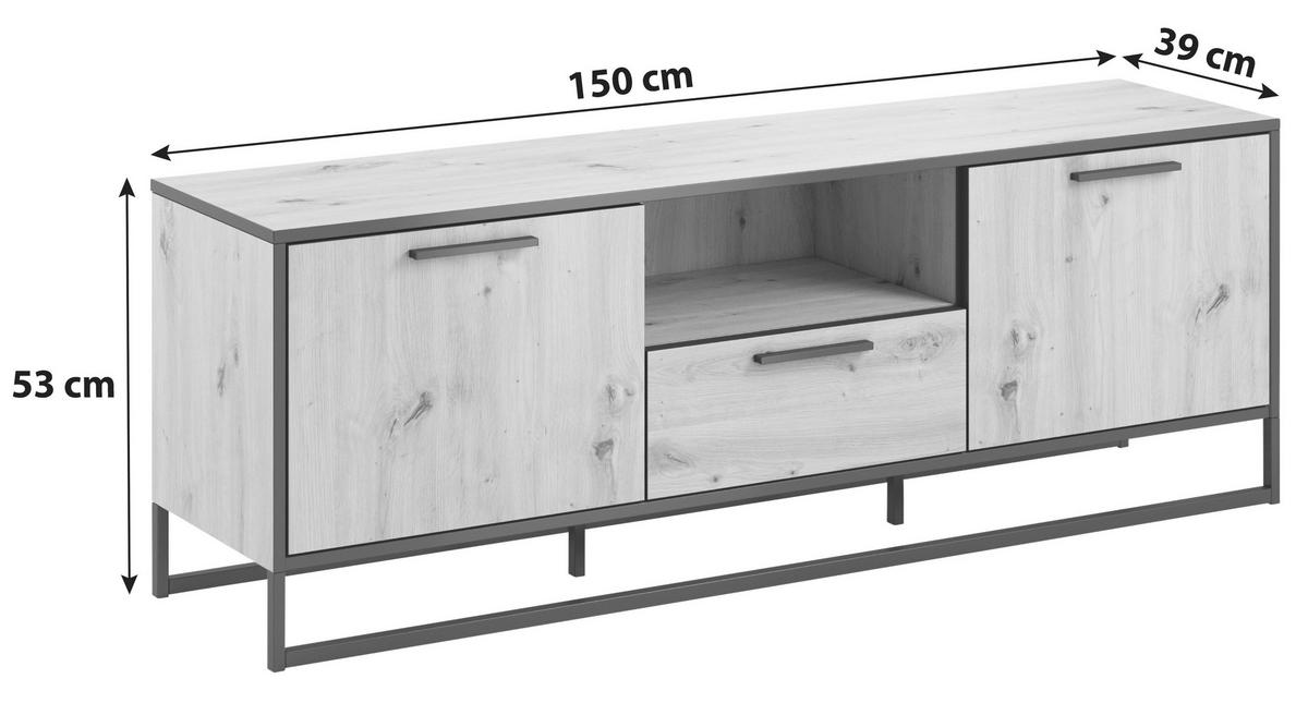 TV-Element Brooklyn 150 cm Eiche Dekor/Anthrazit - Eichefarben/Anthrazit, Basics, Holzwerkstoff (150/53/39cm) - P & B