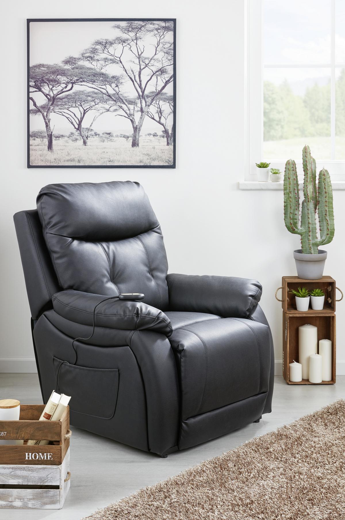 Relax Fotel Mario - fekete, Konventionell, műanyag/textil (89/107-79/94-165cm) - James Wood