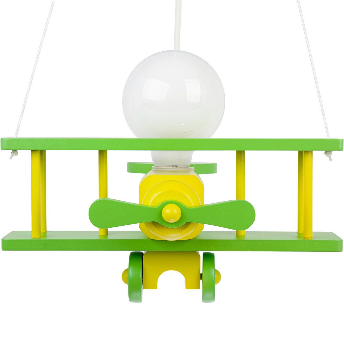 Kinderhängeleuchte 1041024 Flugzeug - Grün, KONVENTIONELL, Holz (29/31/75cm)