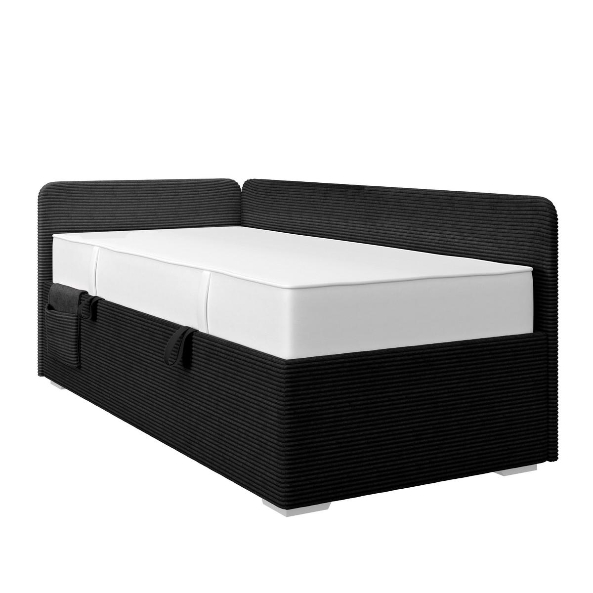 Kárpitozott Ágy Remi  90/200cm - grafitszürke/ezüstszínű, Modern, textil/fa (90/200cm)