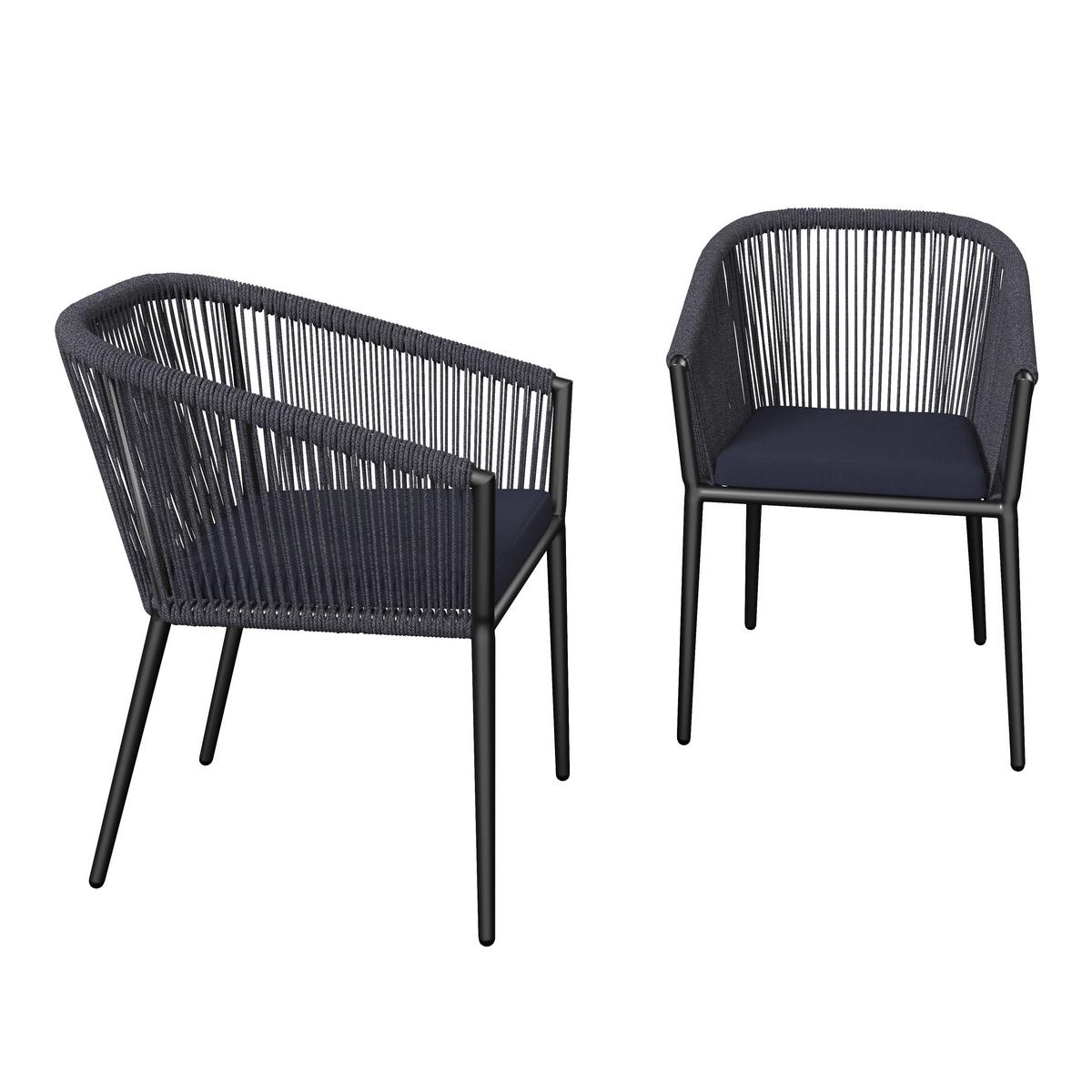 SADA ZAHRADNÍCH KŘESEL BENICIA - modrá/černá, Moderní, kov/textil (55/76/63cm) - Bessagi Garden