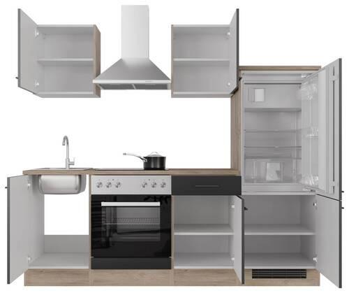 Küchenblock Capri Eiche/schwarz B: 220 Cm - Eichefarben/Schwarz, MODERN, Holzwerkstoff (220cm) - FlexWell