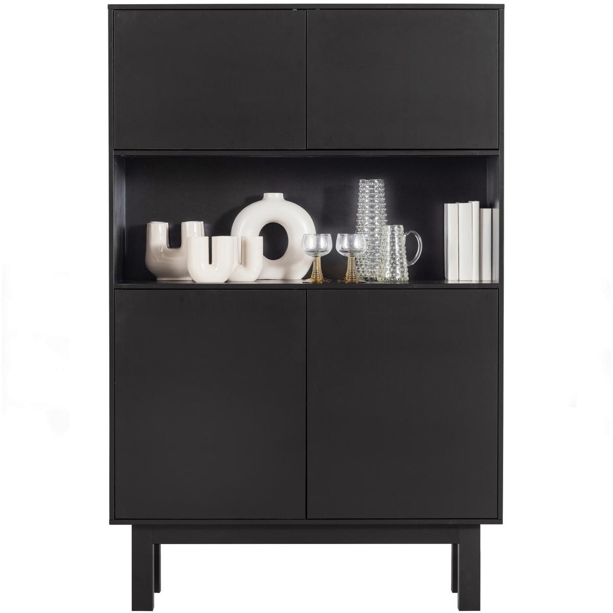 Buffet Finca Schwarz B: 110 cm - Schwarz, Design, Holz (110/170/40cm) - Livetastic