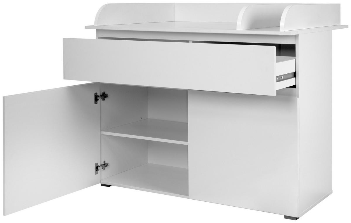 Wickelkommode Image B: 120 Cm Weiß 2 Türen 1 Schublade - Weiß, Basics, Holzwerkstoff (120/102/77cm) - MID.YOU